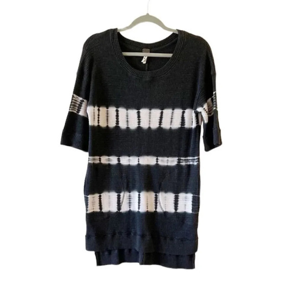 Free People We the Free Reverse Tie Dye Waffle Weave Tunic Dress XS Batik Gray - Picture 1 of 9